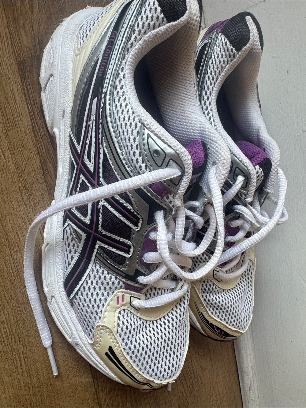 ASICS White, Purple and Silver Women's Running Sneakers